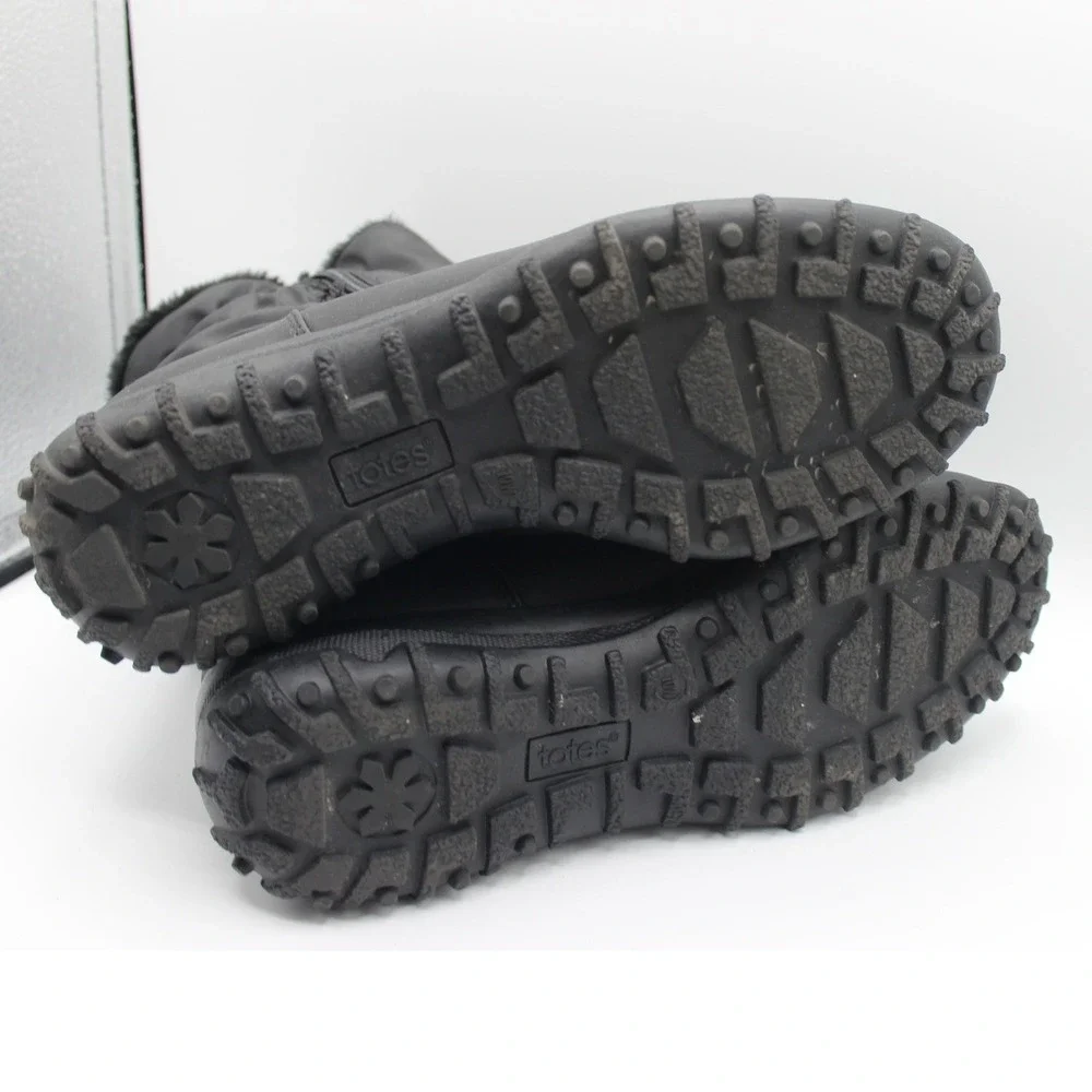 Totes Rikki W Womens Black Winter Boots Faux Fur Lined Side Zip Size 10W